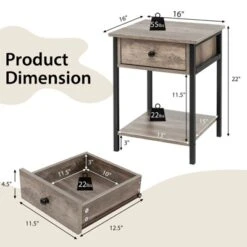 Tangkula Industrial End Side Table Nightstand With Drawer Shelf Rustic Grey Oak -Tangkula GUEST 12b1da88 b9f9 40bd b8b8 5fdcf629e53d