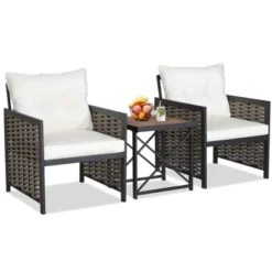 Tangkula Outdoor 3 Pieces Patio Rattan Chair & Coffee Table Set Furniture Set Backyard Poolside -Tangkula GUEST 12d8425e 4c56 4f96 ae1e c76ede859a9e