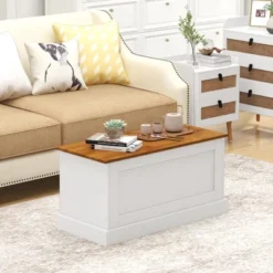 Tangkula 35.5" Storage Chest Lift Top Storage Box W/ Safety Hydraulic Strut & Metal Hinges -Tangkula GUEST 1301e5cc c9f9 46af a57c 71fa1519e0dc