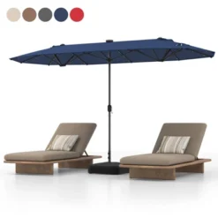 Tangkula 13 FT Patio Umbrella Double-Sided Market Umbrella With 36 Solar-Powered LED Lights Cross Base Included Beige/Grey/Navy/Red/Tan -Tangkula GUEST 1307dc62 89e6 490e 9ca6 f549234161b6