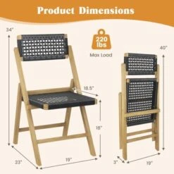 Tangkula 2PCS Folding Chairs W/ Woven Rope Seat & High Back Indonesia Teak Patio -Tangkula GUEST 1318b44e a100 433f 93ad 0f4eec9be0e5 1