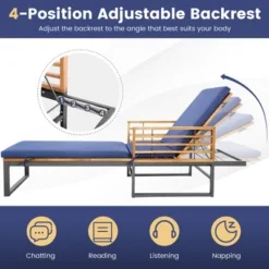Tangkula 2 Pieces Outdoor Chaise Lounge Chair W/ 4-Position Adjustable Backrest Backyard Poolside -Tangkula GUEST 132e6bcd 1239 4748 b0e9 bb802f553e0a