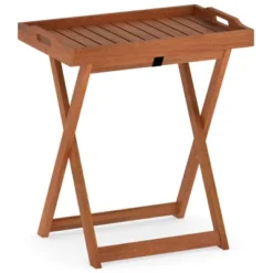 Tangkula Patio Solid Wood Tray Table W/ Removable Top Rectangular TV Tray Bistro Table -Tangkula GUEST 13904df3 54f9 48f8 85af ea749f3d502e
