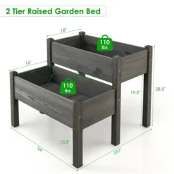 Tangkula 2 Tier Wooden Raised Garden Bed Elevated Planter Box W/ Legs Drain Holes -Tangkula GUEST 13a1d820 2ed3 4697 97a6 4da19d97d44e