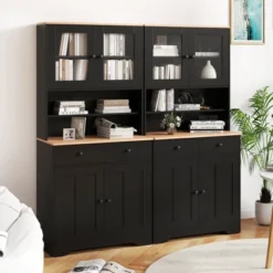 Tangkula Pantry Cabinet 67" Tall Kitchen Floor Cabinet W/ 2 Removable Shelves 2 Drawers -Tangkula GUEST 13c312c3 0a74 4308 b0e8 020f5127489f