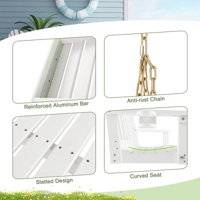 Tangkula 54" HDPE Porch Swing Outdoor Patio Hanging Chair W/ Cup Holder Adjustable Chain 10 Tangkula 54" HDPE Porch Swing Outdoor Patio Hanging Chair W/ Cup Holder Adjustable Chain - Image 8