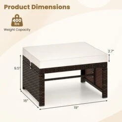 Tangkula Set Of 2 Patio PE Rattan Ottomans W/ Soft Zippered Cushions For Deck Outdoor -Tangkula GUEST 1435ca19 983e 496e 9b9c 0c5fac4373f3