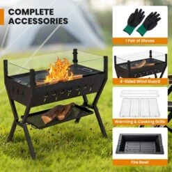 Tangkula Barbecue Charcoal Grills Stainless Steel Camping Grill W/ Wind Guard Seasoning Racks & Storage Shelf -Tangkula GUEST 1456b218 f667 4f81 b982 9d4bfd57539a