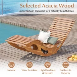 Tangkula 2PCS Outdoor Chaise Lounge Acacia Wood Rocking Sun Lounger With Slatted Backrest And Seat Wooden Rocker Lounge Chair -Tangkula GUEST 14845fcb 4c22 4e62 a659 0613a93b1f57