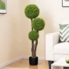 Tangkula 4 FT Artificial Boxwood Topiary Ball Tree W/ Triple Ball Faux Greenery Plant -Tangkula GUEST 14a471d4 6dfc 4378 a71f b68e2e61a53b