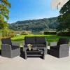 Tangkula 4PCS Patio Rattan Conversation Set Outdoor Furniture Set W/ Black Cushions -Tangkula GUEST 14b270bd 2fc7 4c12 a0d0 997cbc4f020e