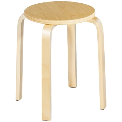 Tangkula 4-set Stacking Stool Birch Natural Wood 18" Round Dining Chair Backless 7 Tangkula 4-set Stacking Stool Birch Natural Wood 18" Round Dining Chair Backless - Image 5