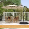 Tangkula 10 FT Solar Offset Hanging Umbrella W/ 40 Lamp Beads Solar Panel Easy Tilt Adjustment Lighted Patio Cantilever Umbrella Beige/Tan/Orange/Red