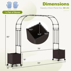 Tangkula 6.6 FT Arch Arbor Trellis W/ 2 Planter Boxes Garden Pergola Arbor W/ Detachable PE-Coated Metal Tubes Self-Watering System & Lockable Wheels -Tangkula GUEST 1595e9b0 59a1 4ad0 a86b b8f5f4596724