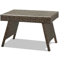 Tangkula Outdoor Wicker Table Patio Rattan Coffee Table Side Table Steel Frame -Tangkula GUEST 15bad4f5 ab1f 4a3c 85a5 5f7f5027f739