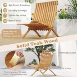 Tangkula Folding Patio Chair Teak Wood Outdoor Lounge Chair W/ Slatted Seat & Backrest -Tangkula GUEST 15de884f 5dc3 4322 b218 d522e96ce8a6 1