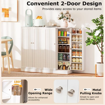 Tangkula 41" Tall Pantry Cabinet Kitchen Storage Cabinet W/ Doors & Adjustable Shelves 6 Tangkula 41" Tall Pantry Cabinet Kitchen Storage Cabinet W/ Doors & Adjustable Shelves - Image 4