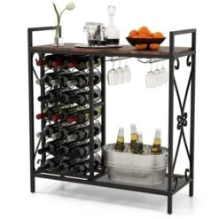 Tangkula Freestanding Floor Drink Rack, Wooden Coffee Bar Table W/ Drink Storage -Tangkula GUEST 162d3d76 e355 4bac 836d 919b6ffe8c83