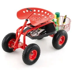 Tangkula Rolling Garden Cart Scooter W/ Adjustable Seat Storage Basket Tray Red -Tangkula GUEST 1631bd6a 8a64 4726 914c 3cba0b9e3f25