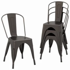 Tangkula Tolix Style Metal Dining Chairs Set Of 4 W/ Removable Backrest For Dining Room -Tangkula GUEST 1642930f f87c 46a4 b93f f189c99dadab