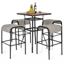 Tangkula 5-Piece Patio Dining Set W/ Umbrella Hole Metal Frame & Breathable Fabric Seat -Tangkula GUEST 167ed893 109b 4743 8317 78ccf9a244b1