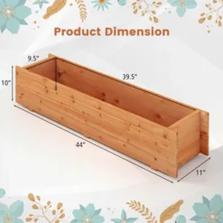 Tangkula Raised Garden Bed, 44" X 11" X 10" Wood Rectangle Planter Box With Drainage Holes Water-resistant Paint -Tangkula GUEST 1691140c d588 40f5 a0e7 5d82ace3890c