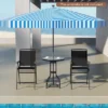 Tangkula 3-Piece Outdoor Bar Set Counter Height Patio Bistro Furniture Set W/ DPC Tabletop & Umbrella Hole