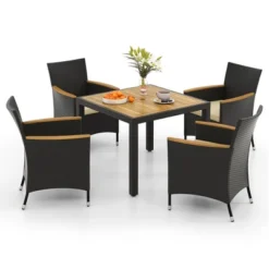Tangkula 5PCS Dining Table Set For 4 Rattan Conversation Set W/ Umbrella Hole Patio -Tangkula GUEST 175758c9 275c 4580 a413 efcd6c60ca0e