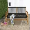 Tangkula 2-Person Outdoor Acacia Wood Bench Patio Loveseat Rope Bench Turquoise/Black -Tangkula GUEST 17628215 4e05 4afb 99de 4b2e846a653d