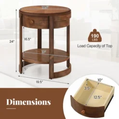 Tangkula 2PCS Nightstand W/ Shelf & Wood Grains Drawer Round End Table For Living Room -Tangkula GUEST 177899cb aea6 41ca a01f 110a6b891e0c