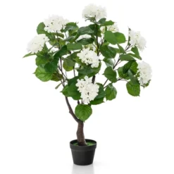 Tangkula 2 Pack Artificial Hydrangea Tree Fake Floral Plant W/ 11 White Flowers -Tangkula GUEST 17a83c94 0748 45b7 acad d4966844fcbd