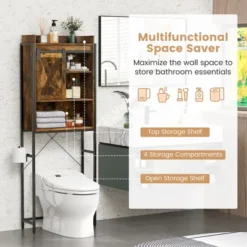 Tangkula Over The Toilet Freestanding Storage Rack Bathroom W/ Slipping Barn Door -Tangkula GUEST 17ab0e1c 21dd 431e 9f66 80e690cd2907