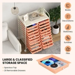 Tangkula 20-Drawer Rolling Storage Cart Art Craft Organizer Cart Mobile Utility Storage Cart With Removable Drawers & Lockable Wheels Orange -Tangkula GUEST 18806a23 7ff8 480a b435 a98346af3ce4