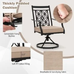 Tangkula Patio Metal Swivel Chairs Set Of 2 Fabric Bistro Rocker Chairs W/ Curved Armrests -Tangkula GUEST 18d1a881 66ae 4f0e 9ef0 beb0c1949eae 1