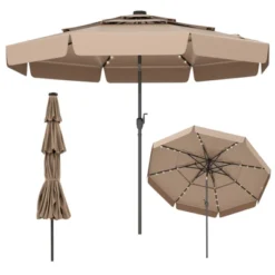 Tangkula 10 FT Solar Patio Umbrella W/ 32 LED Lights 3-Tier Vented Top & Tilt Adjustment -Tangkula GUEST 18e5273b 3e60 4a09 a126 d4a53a90c186