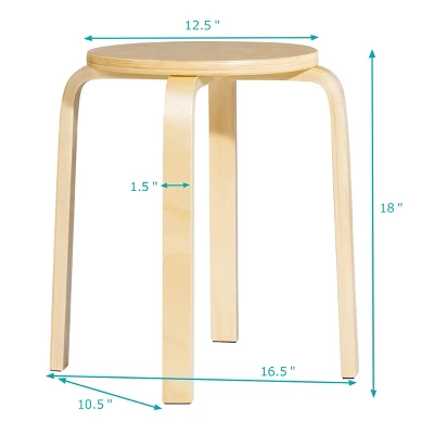 Tangkula 4-set Stacking Stool Birch Natural Wood 18" Round Dining Chair Backless 5 Tangkula 4-set Stacking Stool Birch Natural Wood 18" Round Dining Chair Backless - Image 3