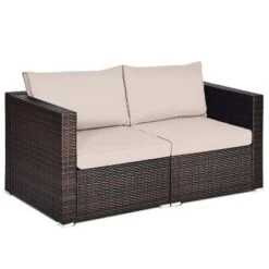 Tangkula 2-Piece Patio Wicker Corner Sofa Set Rattan Loveseat With Removable Cushions -Tangkula GUEST 1971aa4b 1969 415d 9538 7f2b2c9f0ae4