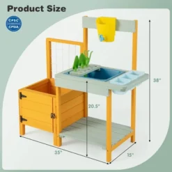 Tangkula Wooden Potting Bench For Kids W/ See-Through Window Planter Box Garden Trellis -Tangkula GUEST 19c73198 bb87 47d6 89dc 152843ea0786