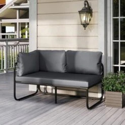 Tangkula Patio Loveseat W/ Removable Pillows & Seat Cushion Side Armrest Metal Frame -Tangkula GUEST 19e7cb36 c986 4846 b43f 07490faff3ad