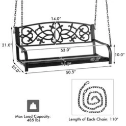 Tangkula Patio Hanging Porch Swing 2-Person Outdoor Metal Swing Bench Chair W/ Chains -Tangkula GUEST 1a0a0633 149c 49a8 b108 b9df5e964945