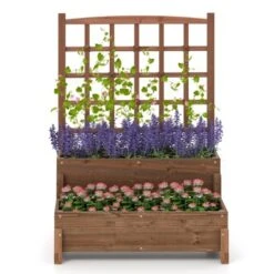 Tangkula Raised Garden Bed W/ Trellis W/ Drainage Holes Legs Twisting Rope For Backyard -Tangkula GUEST 1a342956 d4b8 4e3e a924 dc48bed62c20