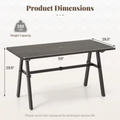 Tangkula 59" X 29.5" Rectangle Rustproof Patio Dining Table W/ 1.93" Umbrella Hole -Tangkula GUEST 1a3c95d0 457e 40d8 a967 ffb55f009ae8