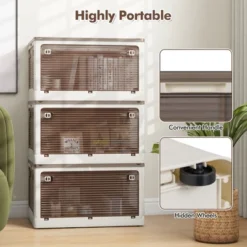 Tangkula 3-Pack Stackable Storage Bins W/Lids 24 Gallon Collapsible Plastic Container Box -Tangkula GUEST 1a87ea48 a035 40f3 9e26 6a98883733cb