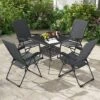 Tangkula 4PCS Patio Folding Chairs Back Adjustable Reclining Padded Garden Furniture