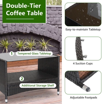 Tangkula 8PCS Outdoor Sofa Set Patio Rattan Wicker Conversation Set W/ Coffee Table 8 Tangkula 8PCS Outdoor Sofa Set Patio Rattan Wicker Conversation Set W/ Coffee Table - Image 6