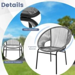 Tangkula 3 Pieces Acapulco Chair Set Wicker Conversation Bistro Set W/ Tempered Glass Table -Tangkula GUEST 1afc513e 5db7 4fee 9c34 f5ac52e6c420