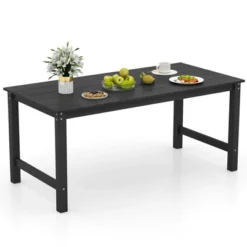 Tangkula HDPE Outdoor Dining Table For 6 Person 67" Patio Table W/ Wood-Like Tabletop -Tangkula GUEST 1b180f97 07cf 40d8 9b7d 114e9ca4e2b7