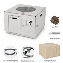 Tangkula 34" Square Concrete Propane Fire Pit Table W/ Lava Rocks Rain Cover 50,000 BTU 17 Tangkula 34" Square Concrete Propane Fire Pit Table W/ Lava Rocks Rain Cover 50,000 BTU -Tangkula GUEST 1b1cf330 fb38 4589 99e7 ba1fda7ff566
