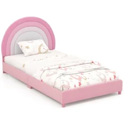 Tangkula Kids Twin Platform Bed Frame Upholstered Twin Size Bed W/ Wooden Slats Support -Tangkula GUEST 1b46d58f 32b9 4b63 933e b773729068e3