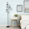 Tangkula Industrial 3-Light Floor Lamp Metal Freestanding Cage Floor Lighting Lamp